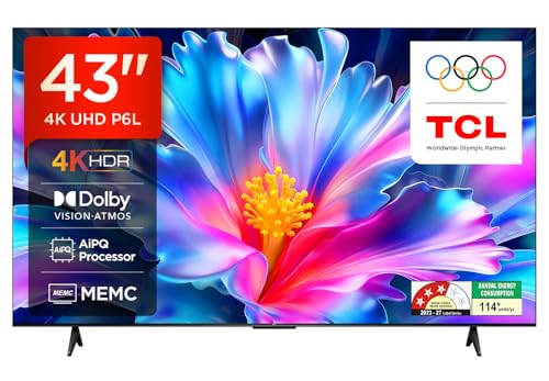 TCL 108 cm (43 inches) 4K Ultra HD Smart LED Google TV | 4K HDR | Dolby Vision & Atmos | Game Master | 60Hz MEMC | 43P6L