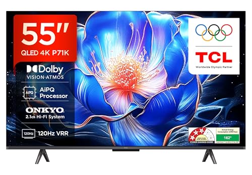TCL 139 cm (55 inches) 4K Ultra HD Smart QLED Google TV | 120 Hz VRR | HDR 10+ | 35W Onkyo 2.1 | Dolby Vision & Atmos | 55P71K