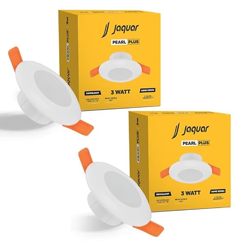 Jaquar 3W Pearl Plus Round Downlight | Junction Box LED Downlight | Mood Light for False Ceiling | 55 Cut Out | Red 80x45(DXH)(Pack 2)
