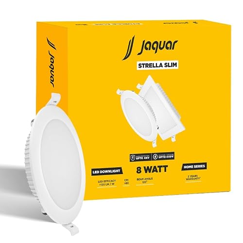 Jaquar Strella Slim 8W Round Recess Down Light - Cool White, Energy Efficient LED Ceiling Light for Home and Office (Pack of 1)