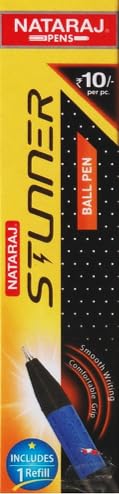 Nataraj Stunner ball pen | Quick Drying | Smooth Writing & Smudge Resistant| Fun Writing | Use for School, College students & office person (Blue - Pack of 10)