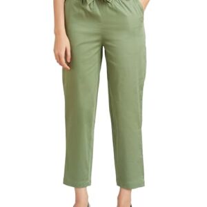 Amazon Brand – Symbol Women’s Tapered Paper Bag Trousers (High Rise Ankle Length | with Self Fabric Belt) (CT-19 Cont_Olive_26)
