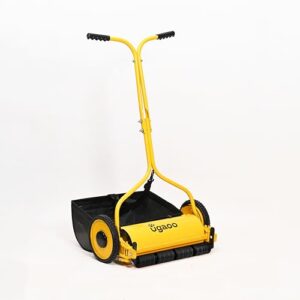UGAOO Push Manual Lawn Mower with Grass Catcher | 16-Inch Push Reel Mower with 0.5 to 1.5 Inch Height Adjustable | Classic Grass Cutter Machine for Home Garden and Yard (Yellow)
