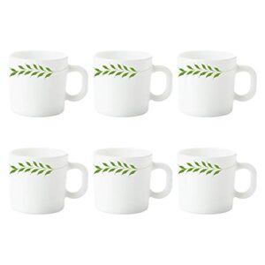 Larah by BOROSIL Botanica Opalware Mug Set (White) – 6-Pieces
