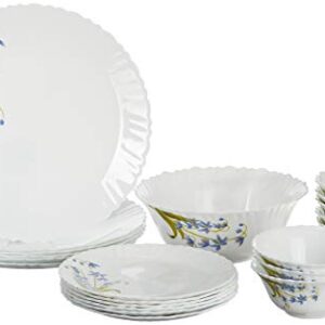 Borosil Fluted Lavender Dinner Set, 25-Pieces, White