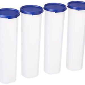Amazon Brand – Solimo Plastic Slim Storage Container,Set of 4(1100 Ml Each),Blue