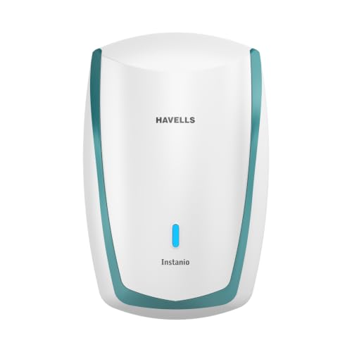 Havells Instanio 3L Instant Water Heater(Geyser)| Temp. Sensing LED Indicator| Rust & Shock Proof Body| ISI Marked|Warranty: 5 year on Inner Tank| High Rise Compatible (White Blue)