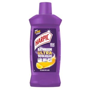 Harpic Bathroom Cleaner Ultra | Citrus Splash | 1L | 10X Tough Stain Remover | Instantly Removes, Hard Water, Rust & Limescale Stains | Multi Surface Cleaner – Floors, Basin, Tiles