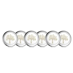Jensons Premium Stainless Steel Dinner Plates Set with Laser-Etched Tree Design – Set of 6, Durable & Mirror Finish for Daily Dining.