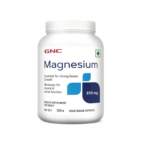 GNC Magnesium 370mg | 120 Veg Capsules | For Bone Strength, Muscle & Nerve Function, Stress Relief, Improved Sleep, Mood Elevation, Essential Mineral for Calcium Absorption & Cell Function