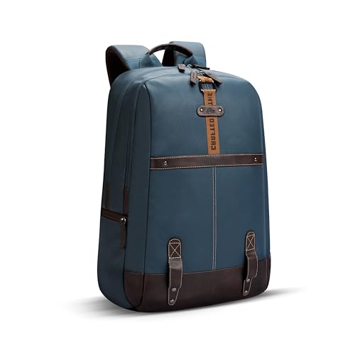 Gear Classic 4 19"/31L Medium Faux Leather Water Resistant Anti Theft Laptop Backpack | Casual Backpack | Daypack | Travel Backpack | College Bag For Men/Women (Teal - Brown)