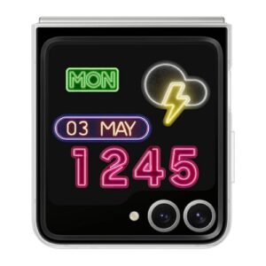 Samsung Galaxy Z Flip 6 Flipsuit Phone Case, Protective Cover with Interactive, Interchangeable Card, LED Lights, Customizable Designs Respond to Motion and Touch, US Version, EF-ZF741CTEGUS, Gray