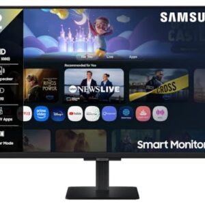 Samsung 32″ (80cm) M5 Smart Monitor with Smart TV Experience|FHD 1920 x 1080|Screen Mirroring TV Plus|Speakers|Adaptive Sound|Wi-Fi|HDMI|Bluetooth|LS32FM500EWXXL|Black