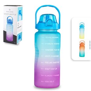 SOLARA Sipper Water Bottle for adults 2 Litre, Leakproof, BPA-Free & Durable Tritan, Water Bottle for Gym, Travel & Office, Motivational Time Marker, 2 Ltr Sipper Bottle with straw, Blue Fuschcia