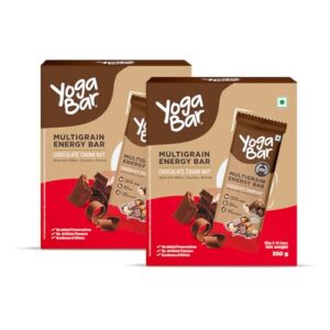 Yogabar Multigrain Energy Bars – Chocolate Chunk 20 Bars – Daily Protein Snack, High Energy & Nutrition Bars – with 8g Protein & 7g Fibre – No Preservatives – Pack of 2, 10 Bars each