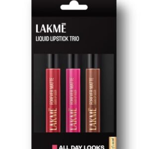 Lakme Liquid Lipstick Trio- All Day Looks, Forever Matte, Pack of 3, Light-weight, 16.8 ml