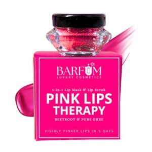 Pink Lips Therapy: 2-in-1 Lip Balm & Exfoliating Scrub – Darkness Treatment for Smokers Pigmented Lips with Beetroot Extracts & Pure Ghee – Brightening Lip Care for Men & Women, 4g