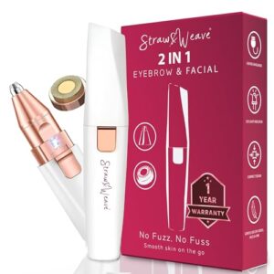 Facial Hair Removal Machine|Eyebrow Trimmer & Epilator|Trimmer For Women Private Part|2 In 1 Trimmer 400 mAh Battery 1 Year Warranty|Painless Hair Removal Machine|Nose Hairs Remover,White (2 in 1)