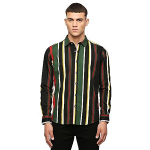 Pepe Jeans Men’s Regular Fit Striped Shirts Red and Black