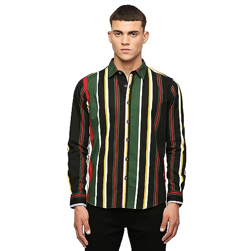 Pepe Jeans Men's Regular Fit Striped Shirts Red and Black