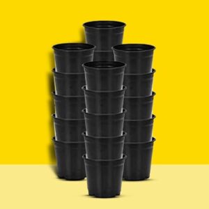 Plastic Flower Pots 6 Inch | Black Nursery Plant Pots for Indoor & Outdoor Gardening | Lightweight, Durable Pots with Drainage for Seeds, Succulents & Saplings | Pack of 10