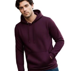 Neostreak Men’s Regular Fleece Hooded Neck Sweatshirt (neoswtsolhd-02-ptpurp_Purple_L)