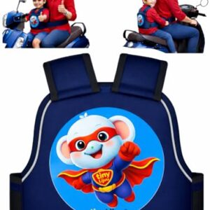 tiny Lijuu Baby & Kids Safety Belt for Two Wheeler, Bike & Scooty | Adjustable Child Safety Harness | Strong Buckle Protection | Comfortable & Secure | 2–12 Years (Blue)