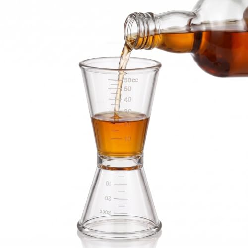 SpiderJuice 1Pc 30/60ml Acrylic Double Sided Jigger Cocktail Alcohol Whiskey Liquor Measuring Bartender Shot Glass Peg Drink Measurer Cup Bar Accessories Pourer Device