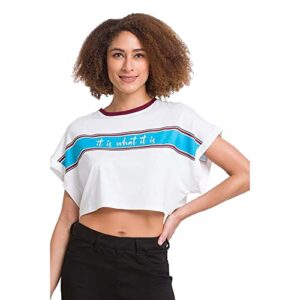 Spykar White Cotton Blend Three-Fourth Sleeve Printed Casual T-Shirt for Women (Size: S)-WKT-02BBFT-007-White