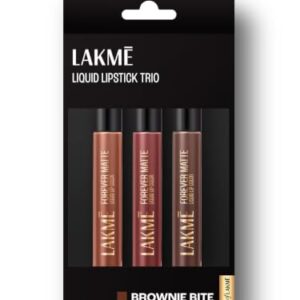 Lakme Liquid Lipstick Trio- Brownie Bite, Forever Matte, Pack of 3, Light-weight, 16.8 ml