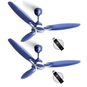 LONGWAY Zephyr 1200 mm BLDC Ceiling Fan with Remote Control | BEE 5 Star Rated Energy Efficient | Ultra High Speed 3 Blade Anti-Dust Decorative Ceiling Fan (Silver Blue, Pack of 2)