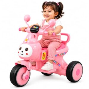 Zivvy Pink Electric Ride-On for Kids | Battery Powered Toy with LED Lights | Auto Cut Charging | Bluetooth Music System | Outdoor Riding Toy | Fun Electric Ride-On Gift for Kids