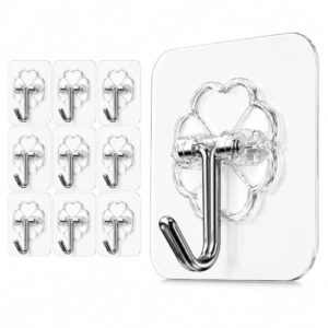 HOMOKIT 10 Pcs Self Adhesive Wall Hooks for Hanging, Heavy Duty Sticky Hooks for Wall, No Drill Wall Hanging Hooks for Home, Kitchen, Bathroom & Office, Hooks for Wall Heavy Items