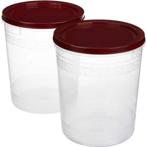 Amazon Brand – Solimo 2-Piece Kitchen Storage Container Set, 7.5 litres, Brown Lid, Plastic