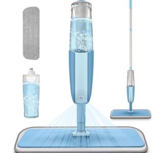 Spray Mop with Microfibre Pad and Refillable Bottle, Flat Floor Mop | Built-in Spray Nozzle, Adjustable Steel Handle, Reusable Microfibre Pad, Extra Refill Bottle, Hard Floor Cleaning