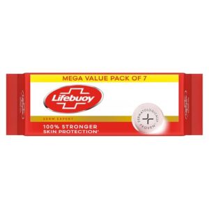 Lifebuoy Total 10 Germ Protection Bathing Soap Bar 125 g (Combo Pack of 7)| Protects Against Viruses and Germs – Offer