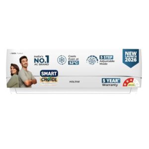 Voltas Smart Choice 1.42 ton 3 star, New star rated, Inverter Split AC(Copper, Convertible 5in1 Cooling Mode, 2-Way AirSwing, Anti-dust Filter with Anti Microbial Coating, 183INV CAV,2026 Model,White)