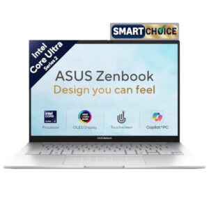 ASUS Zenbook 14 (2026),Smartchoice,Intel Core Ultra 5 225H,16GB,1TB,FHD+ OLED,Touchscreen,14″(35.5 cm),Win 11,M365 Basic(1Y)* Office24,Foggy Silver,1.28 Kg,UX3405CA-QL1111WS,Thin & Light Laptop