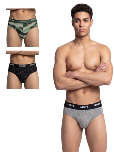 Levi's Men Pack of 3 Printed Cotton Stretch Elastic Waistband Brief
