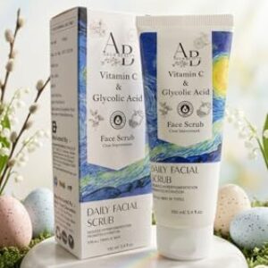 AREH BEAUTY Face Scrub 100ml – Daily Exfoliating Scrub with Vitamin C & Glycolic Acid, Hydrating & Brightening, Suitable for All Skin Types Vitamin C + Glycolic Acid for Hydration, Brightening & Even Skin Tone