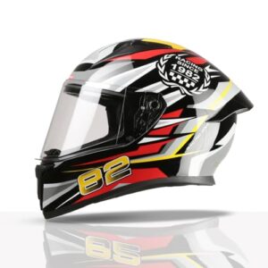 TVS Racing Titan Series Full Face Helmet for Men | Premium Bike Helmets with ABS Shell, UV Paint | Quick Release System | Aerodynamic Design | DOT & ISI Certified (Red, L)