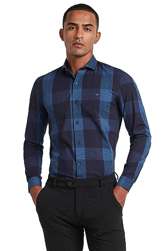 Peter England Men's Slim Fit Shirt (PXSFPSSHZ97192_Navy