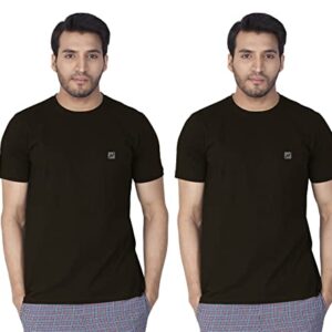 Lux Nitro Pack of 2 Men’s Round Neck Solid Tshirt Black