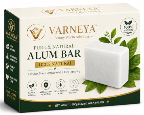 VARNEYA Naturals Pure Alum Bar 100g | Potash Alum (Fitkari) | 100% Natural Crystal Alum | Premium Quality | Ideal for Shaving, Skincare & Traditional Use pk-1