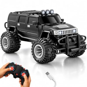 Lifelong Beast Off Roader Remote Control Car Toy for Kids, 2.4GHz High-Speed Monster Truck SUV, LED Headlights, Type-C Rechargeable, Anti-Skid Tyres, 120Ft Range (LLCORC01) (Black)