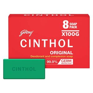 Cinthol Original Bath Soap – 100g (Pack of 8) | 99.9% Germ Protection | Doctor Recommended | Grade 1 Soap | Deo Fragrance
