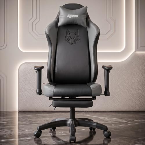 DROGO Alpha-X Ergonomic Gaming Chair with Footrest | Premium PU Leather with 135° Recline | 2D Padded Armrest | Computer Chair for Study |Office Chairs for Work from Home With Neck Support(Black&Grey)