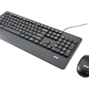 Acer PalmEase Wired Keyboard & Mouse Combo with Palm Rest |Plug & Play USB 2.0, 1600 DPI, Co-Pilot Key, Rupee ₹ Symbol | 10m Range, 10M Keystroke Life | Windows & Mac Compatible – Black