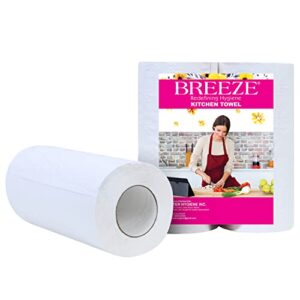 BREEZE BRE026 2 Ply Kitchen Tissue Paper Roll Multipurpose Use Towel Made of Natural Fibers Highly Absorbent & Extra Soft (Pack of 2, 80 Pulls Per Roll)