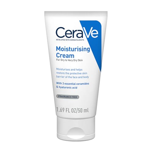 CeraVe Moisturizing Cream For Dry To Very Dry Skin (50ml) - Formulated with 3 Essential Ceramides And Hyaluronic Acid | NOn-Comedogenic Moisturizer For Face